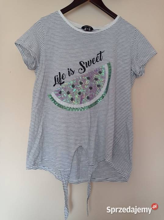 Tshirt z napisem i cekinami Hajnówka sprzedam