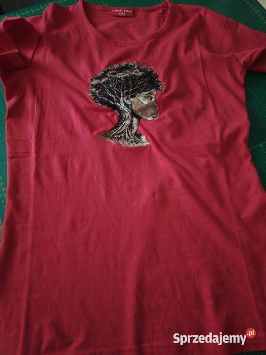 Tshirt bawełniany Lahti M czerwony haft sprzedam
