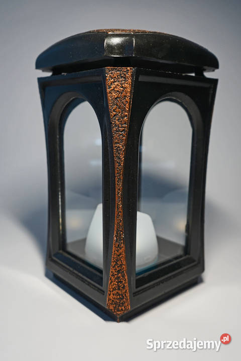 Czarno miedziany znicz żywiczny lampion retro Częstochowa sprzedam