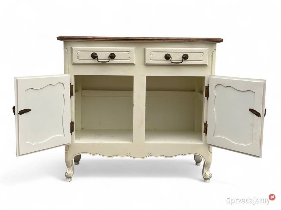 Urokliwa biała komoda rustykalna na giętych zachodniopomorskie Gryfice