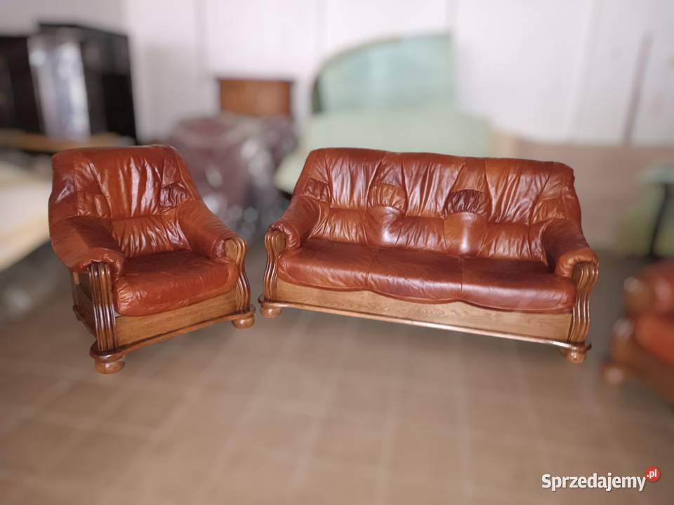 Nowy Komplet 321 Stylowy SKÓRA NATURALNA Dąb Olesno