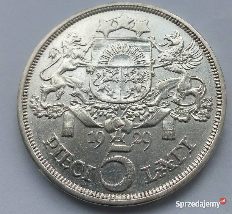 ŁOTWA 5 ŁATÓW1929 r ŁADNA SREBRO0835 mazowieckie Legionowo