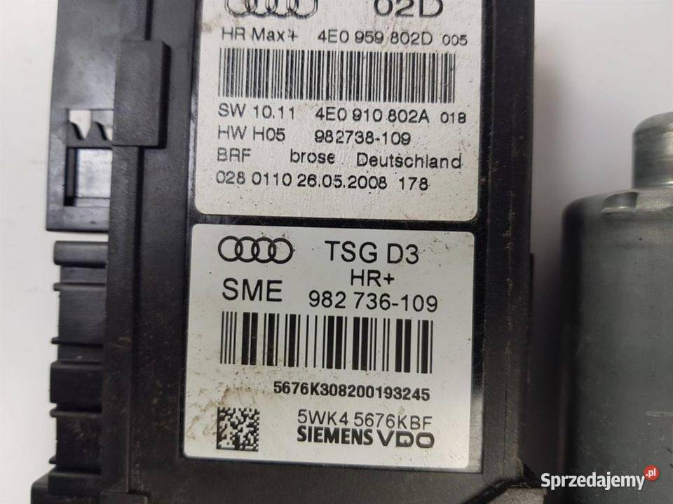 PODNOŚNIK SZYBY PP 4E0959802D AUDI A8 osobowe Lipno