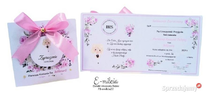 Zaproszenia z okazji I Komunii Św Aniołki Dla Dziecka Zielona Góra