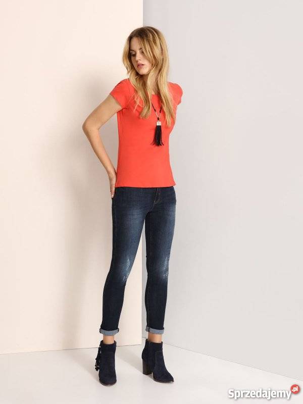 koralowy Tshirt Top Secret czerwony Olkusz