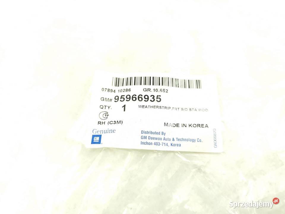 USZCZELKA SZYBY PRAWY PRZÓD MAŁA SPARK 1015 ORI Uszczelki szyb Szyby lubelskie