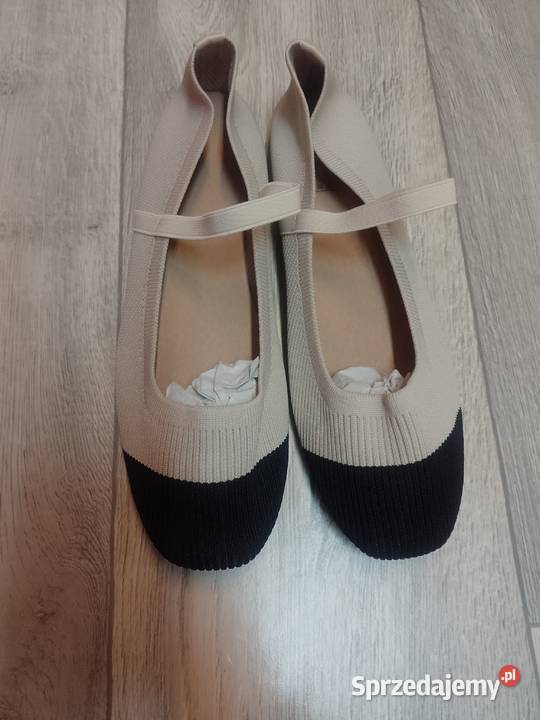 41 Dzianinowe beżowo czarne baleriny wieczorowe Kraków