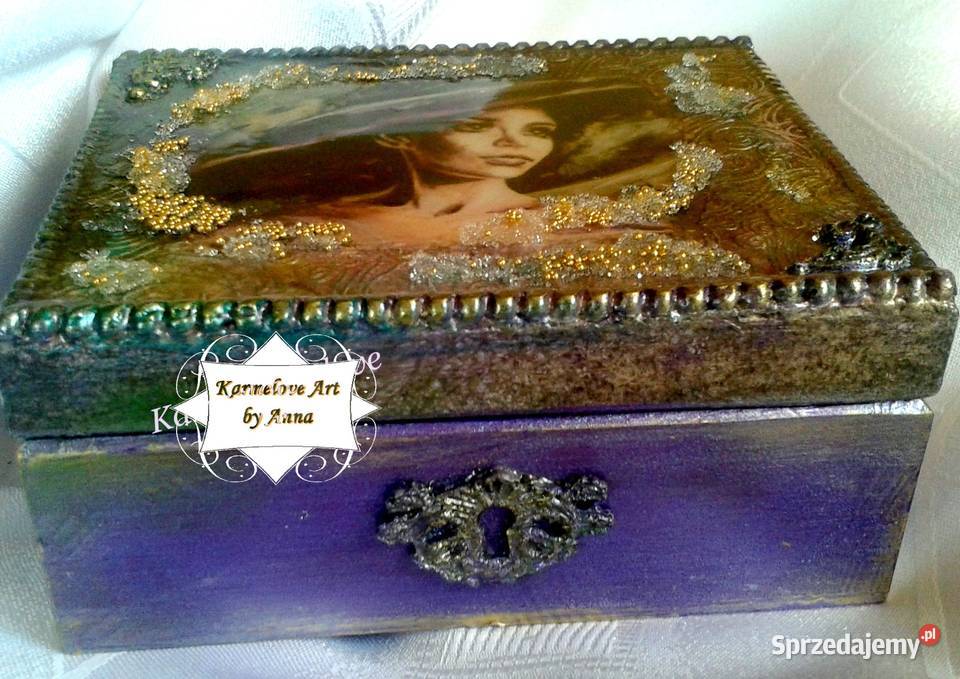 Szkatułka na biżuterię prezent decoupage Antyki, Sztuka, Kolekcje Warszawa