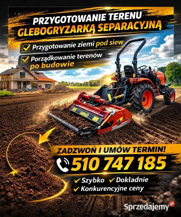USŁUGA Glebogryzarką separacyjną Pielęgnacja ogrodów i trawników Kętrzyn