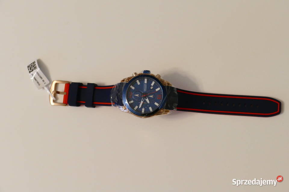 Męski zegarek chronograf Megir silikonowy pasek Olsztyn