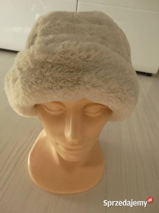 Czapka Zimowa Futrzana Sztuczne Futro Kremowa Dla kobiet podlaskie Łomża