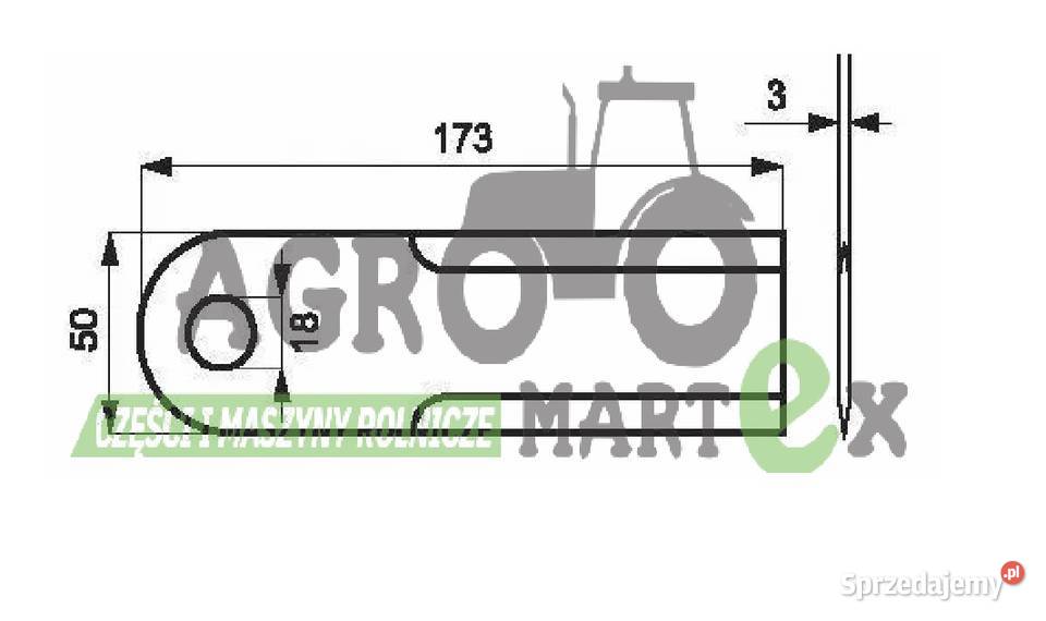 0000600172 060017 NÓŻ GŁADKI 173x50x3 18 CLAAS Wichrów