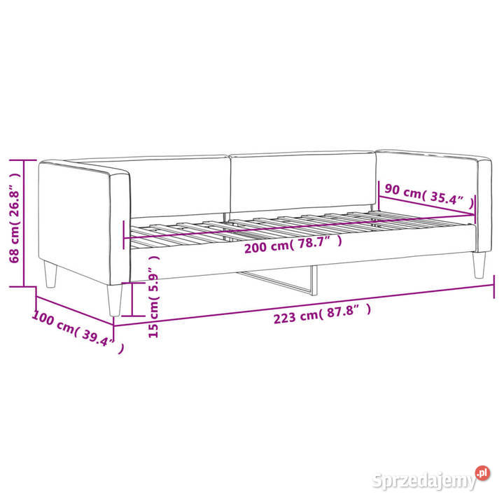Sofa z funkcją spania kremowe obita tkaniną Warszawa