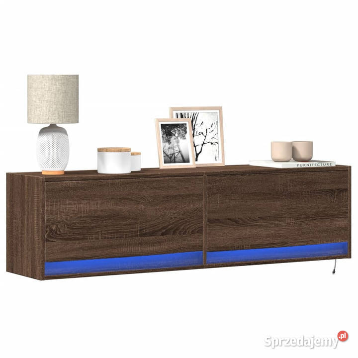 Ścienna szafka TV z LED brązowy dąb 140x31x38 Warszawa