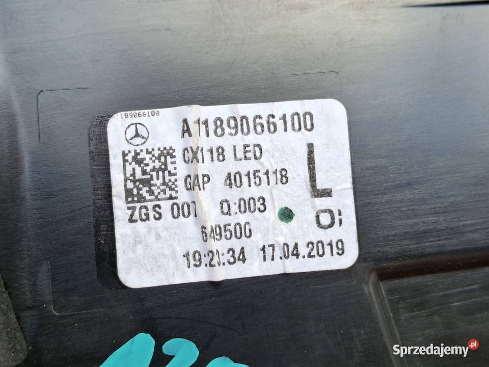MERCEDES CLA W118 LAMPA LEWY TYŁ LEWA TYLNA W osobowe Lampy tylne Bieleń