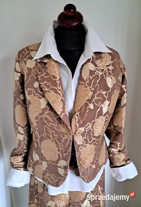 Złotobrązowy kostium garsonka komplet vintage Kraków