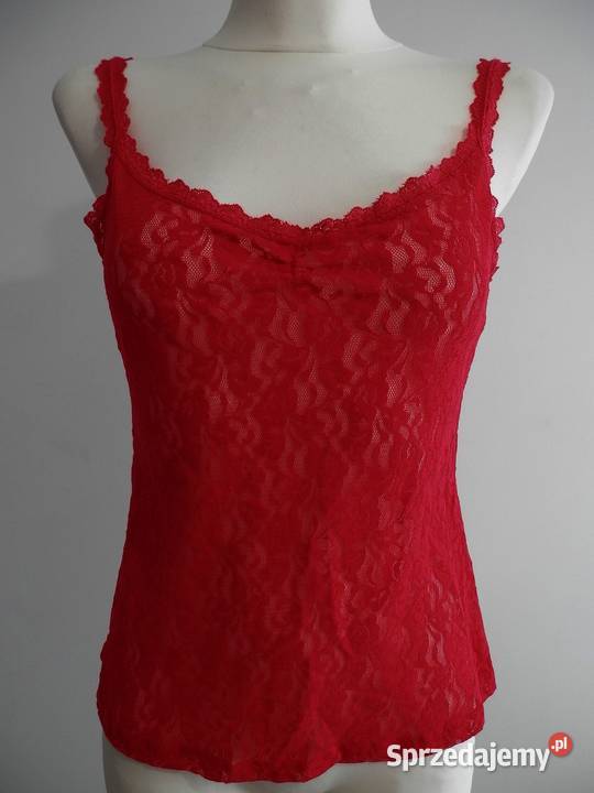 Koszulka Bieliźniana Czerwona Koronkowa Top by Halki i koszulki Łomża