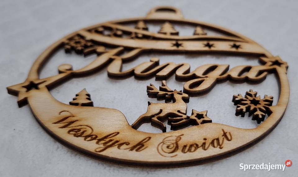 Bombka imienna sklejka drewniana ozdoba na