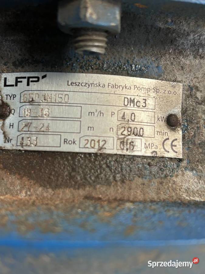 Pompa 65 PJM 150 4kW 2900obrmin Śmigiel sprzedam