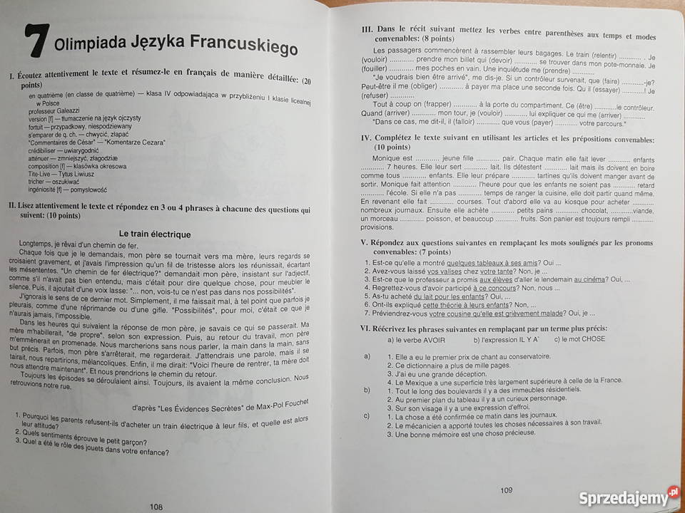 Książka Olimpiada języka francuskiego TESTY z Złotniki