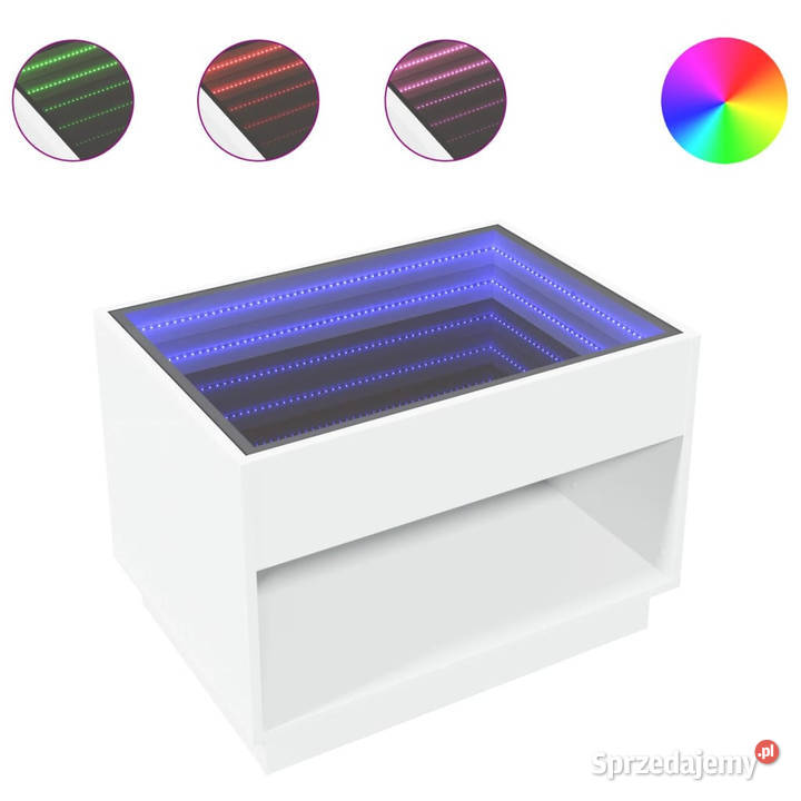 Stolik kawowy z LED Infinity biały 70x50x50 Warszawa