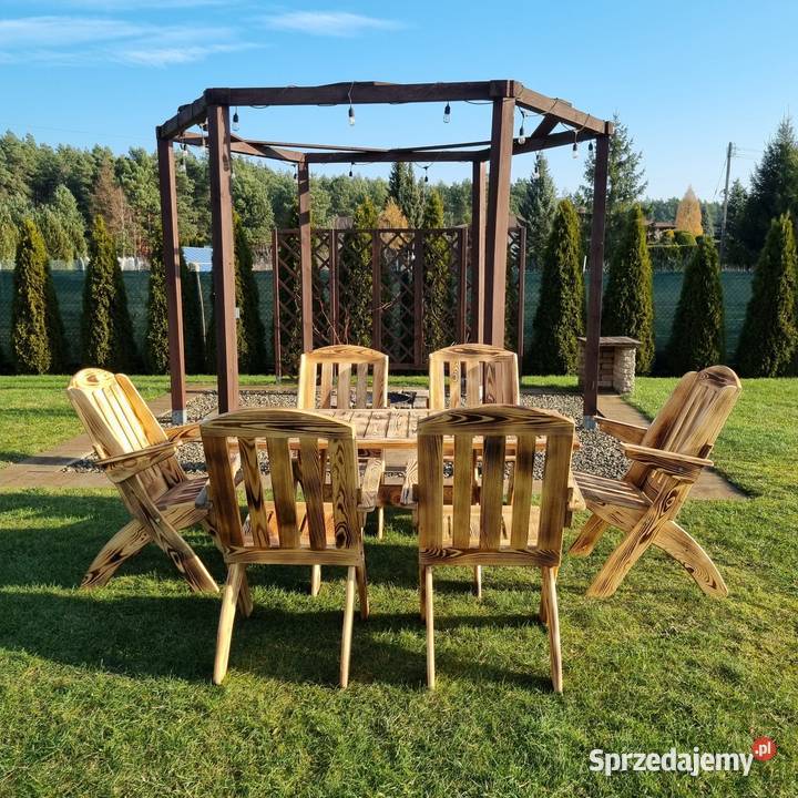 Meble ogrodowe z drewna opalanego meble składane Kalety
