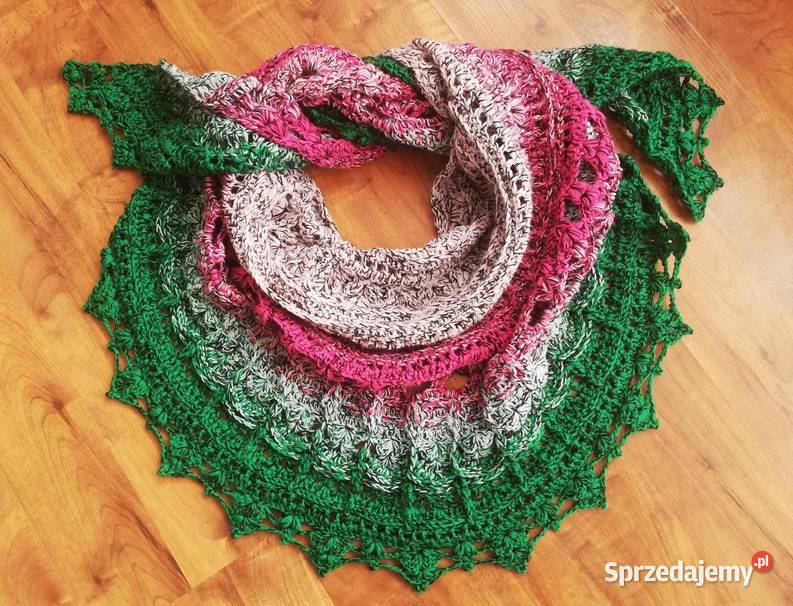 Chusta ombre półokrągłapudrowy róż zieleń Dla kobiet Skarżysko-Kamienna