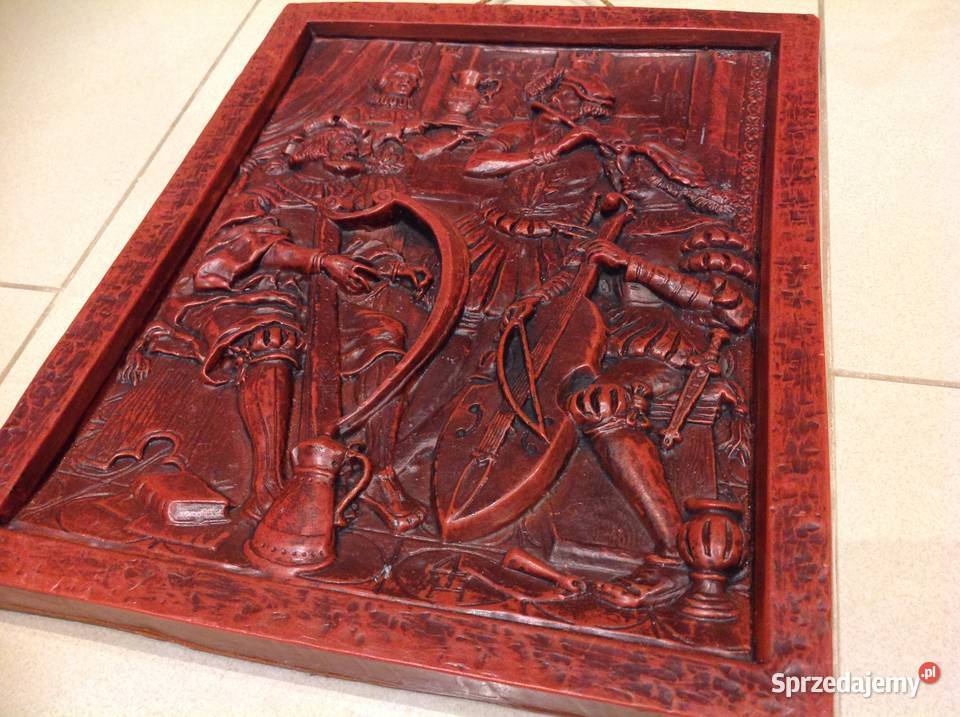 Stary Obraz Płaskorzeźba z Wosku Sygnowany Antyki, Sztuka, Kolekcje Nowa Sól