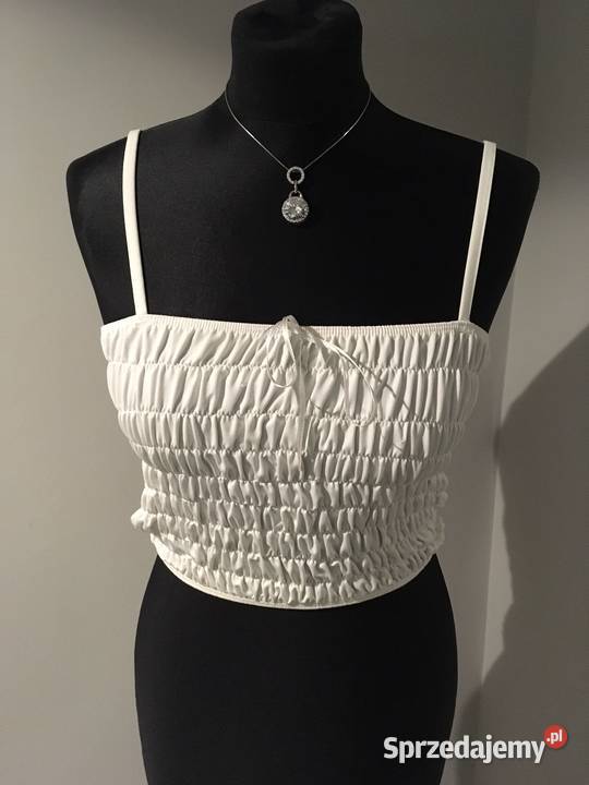 Nowy biały marszczony crop top Elite Models Nisko