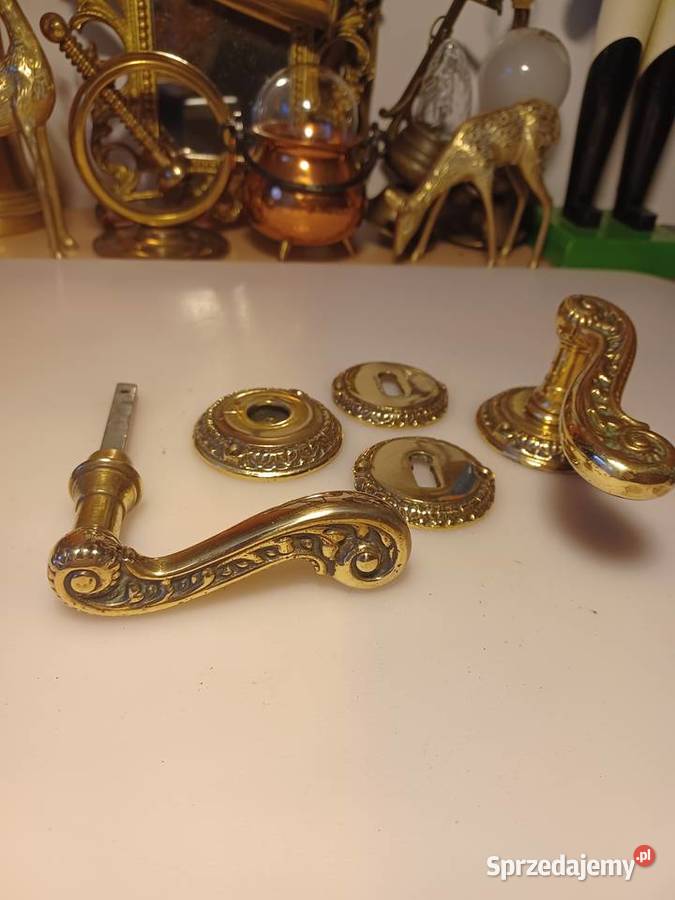 Mosiężne klamki z rozetami sprzedam
