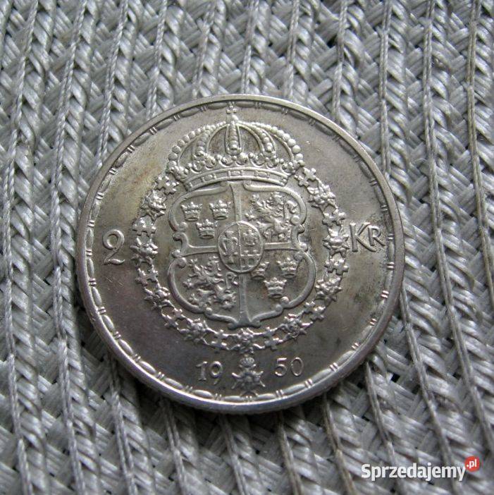 Szwecja 2 Korony 1950r SREBRO Numizmatyka Kalisz