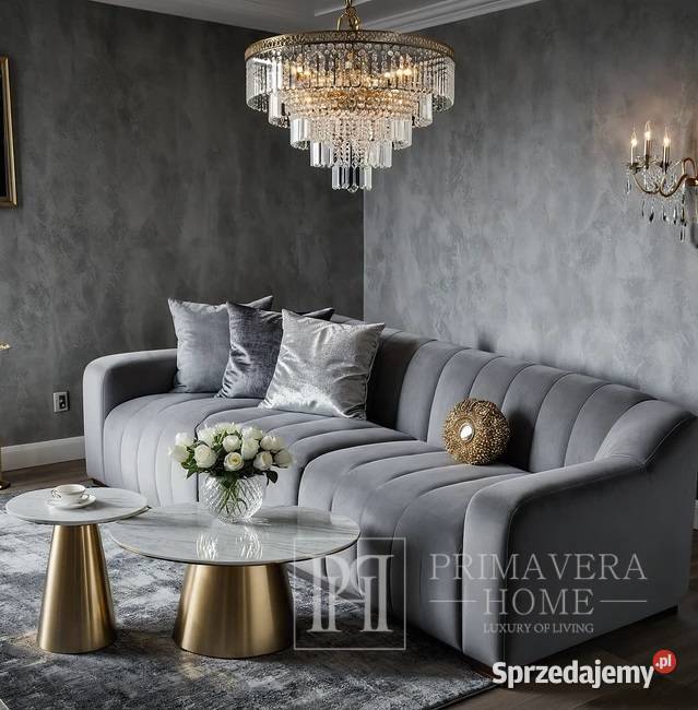 Nowoczesna sofa 3 osobowa szara na srebrnej Warszawa