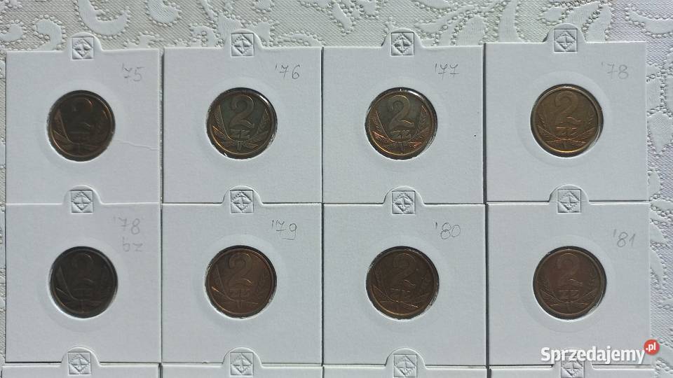 2 złote PRL wszystkie roczniki mosiężne i 2 małopolskie Trzebinia
