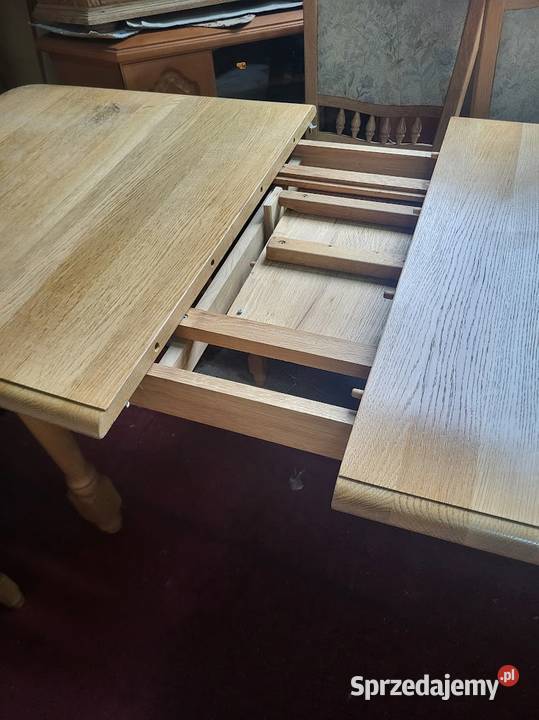 Duży rodzinny stół dębowy z krzesłami z Niemiec 210cm Sypniewo