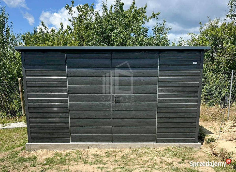 Schowek domek ogrodowy 4x3m brama dwuskrzydłowa