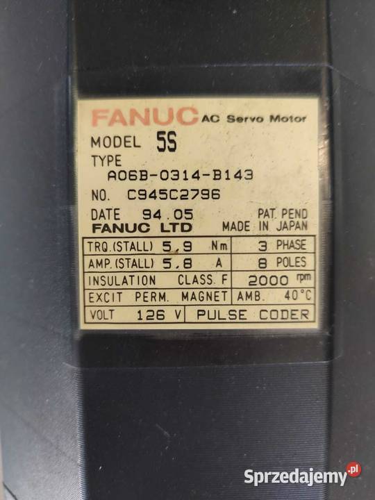 Fanuc 5S Servo Motor A06B0314B143 Wrocław sprzedam