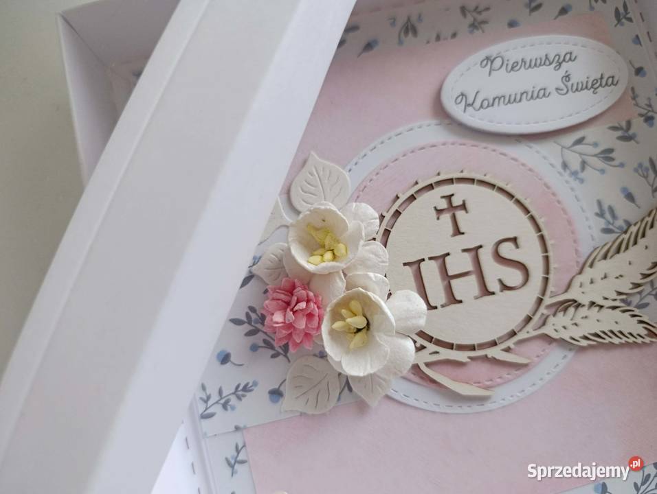 Kartka w pudełku Komunia Święta handmade łódzkie Łódź sprzedam