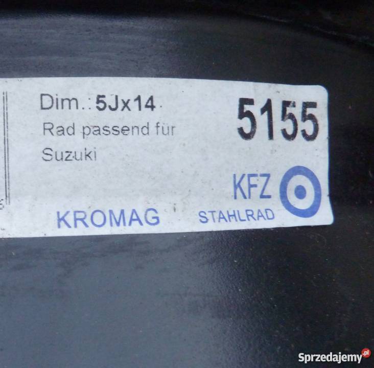 Felga Felgi Stalowe 14 4x100 ET45 5Jx14CH SUZUKI osobowe Części samochodowe Pszczyna