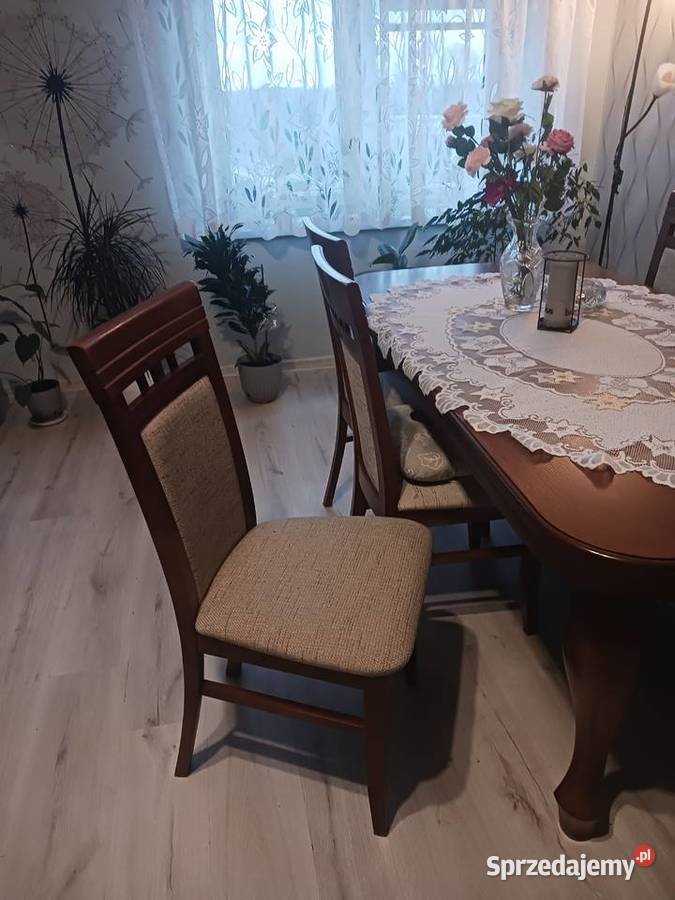 Solidny stół do salonu plus 6 krzeseł Zduńska Wola