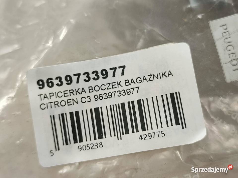 TAPICERKA OSŁONA KLAPY BAGAŻNIKA CITROEN C3 FC