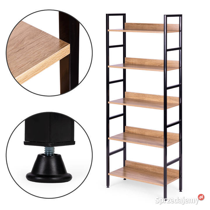 Regał loftowy wysoki 5 półek metal MDF opolskie