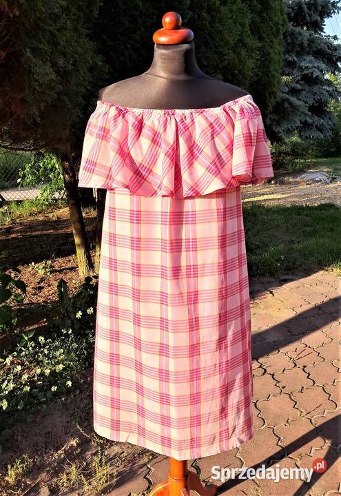 Sukienka hiszpanka różowa bawełna cotton L XL Kratka