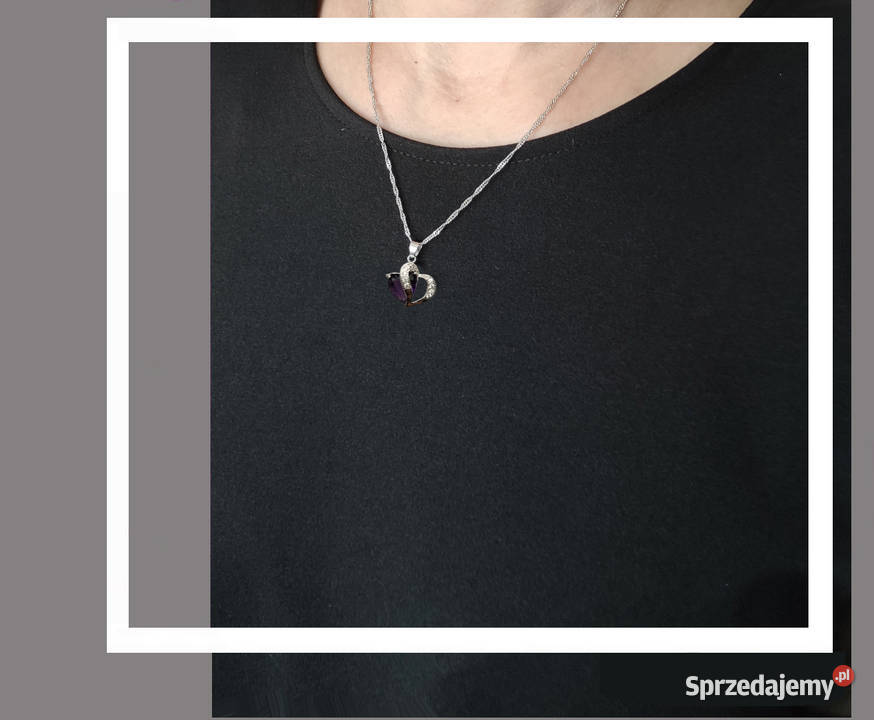 Łańcuszek Przywieszka Serce Czarne pr925 Łódź