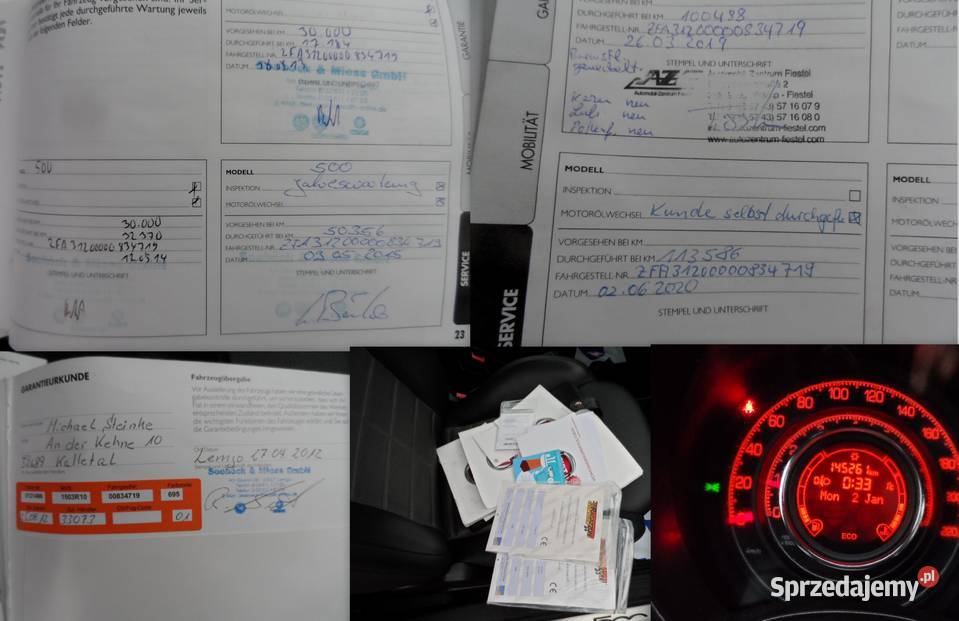Fiat 500 Kamera tyl i przódPoł SkóryKima bluetooth
