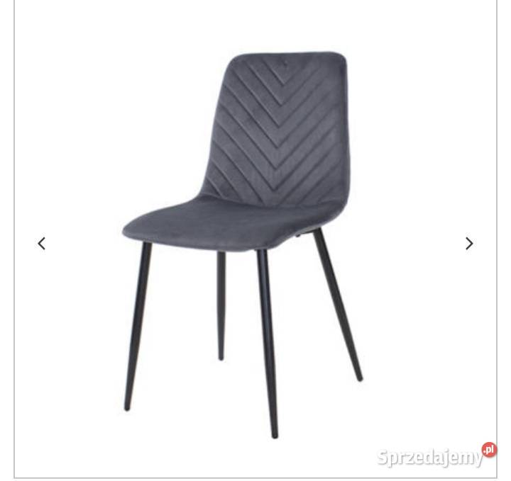 Krzesło szare z weluru na czarnych nogach