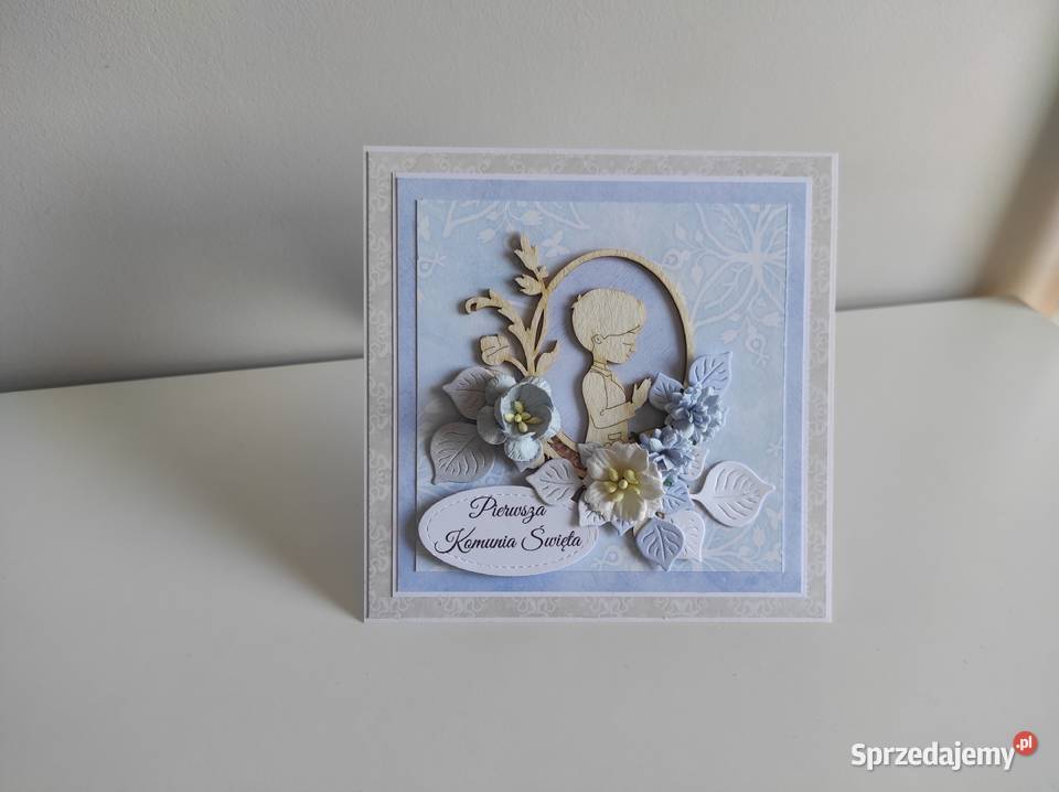 Kartka ręcznie robiona na Komunię Świętą z