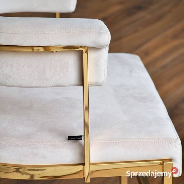 Krzesło glamour beżowo złote nowoczesne do Warszawa