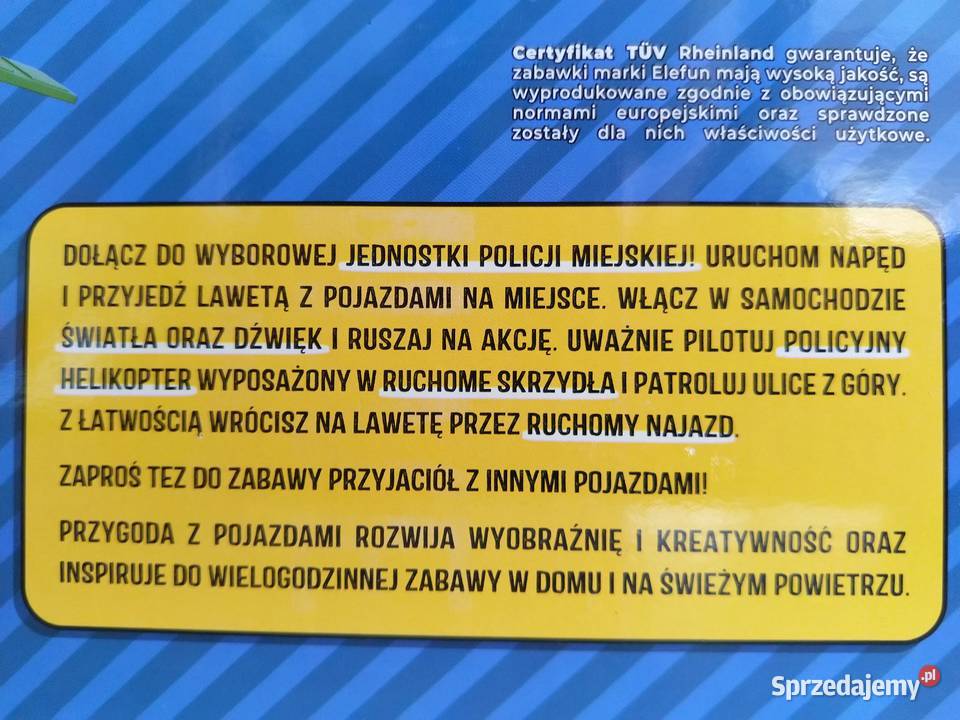 OKAZJA Laweta z pojazdami Police helikopter 3 lata+ Zabrze