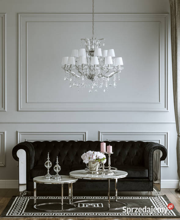 Sofa glamour chesterfield czarna szara na mazowieckie Warszawa sprzedam