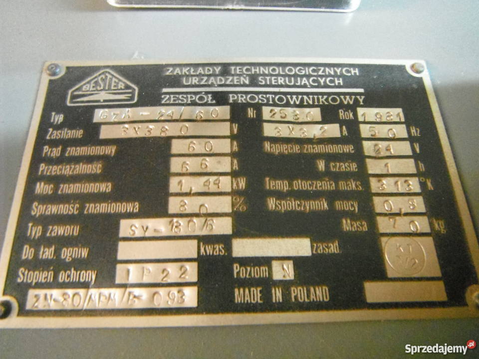 Bester GZA2460 zespół prostownikowy 60A 144kW mazowieckie Chlewiska